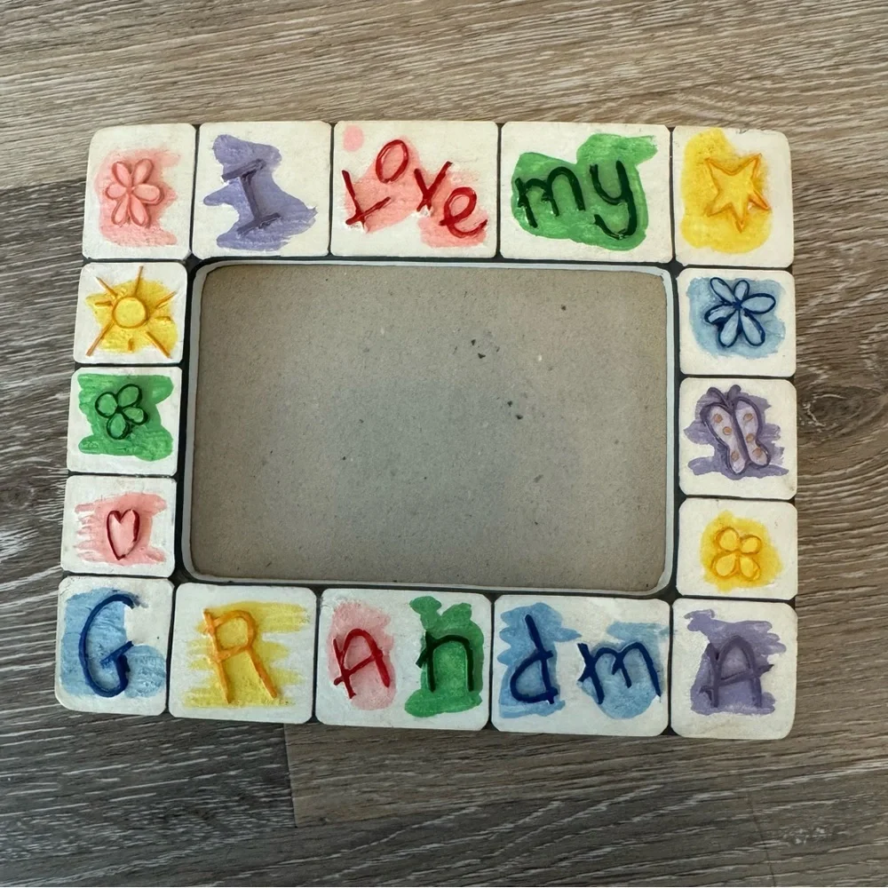 Scribbles Russ I Love My Grandma Picture Frame 3.5”x5” Ceramic/Resin, 90s